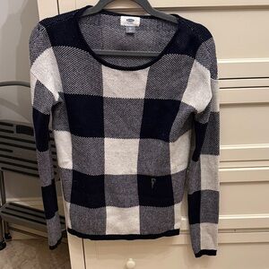 Old Navy Navy and White Plaid Sweater